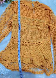 Chic Yellow Crochet Peplum Top
