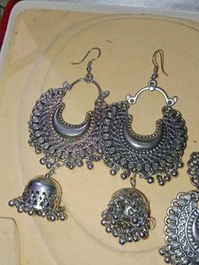 Silver Crescent Boho Earrings