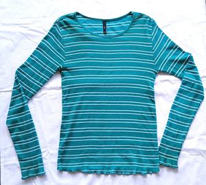 Green Striped Long Sleeve Top