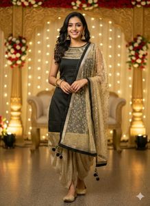 Brand new Elegant Black & Gold Dhoti Suit Set