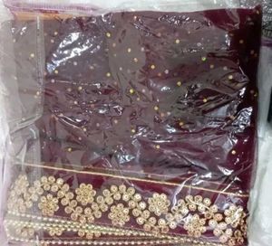 Red Embroidered  Dupatta with Heavy Border
