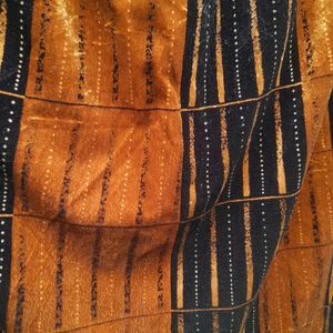 Velvet Mid- Skirt (Deep Golden And Black Color)