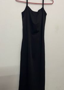 Chic Black Maxi Dress with Cropped Mesh Top