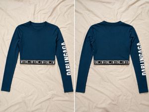 Dark Teal Full Sleeve Crop Top for Women