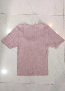 Pink Ribbed Tie-Front Top💗🎀