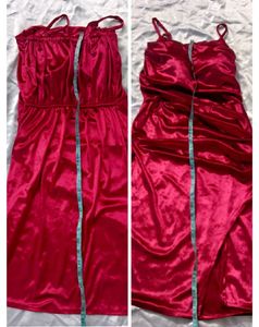 Red  Velvet Cowl Neck Dress