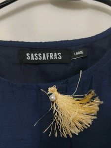 Elegant Navy Blue Kurta with Tassels