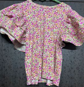 Floral Ruffle Sleeve Top