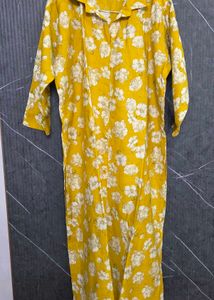 Straight Fit Mustard Kurti with Collar