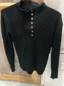 Sparkly Black Button-Up Top