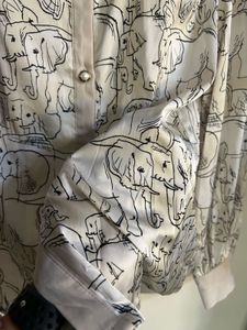 Cute Elephant Print Button-Up Shirt