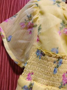 Yellow Floral Smocked Top