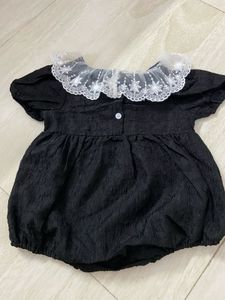 Baby Girls Black Lace Collar Romper