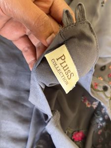 Embroidered Grey Tunic Top