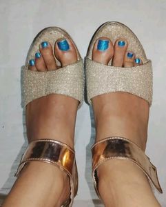 Sparkling silver gold Wedge Sandals