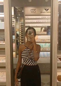 Trendy Striped Halter Crop Top