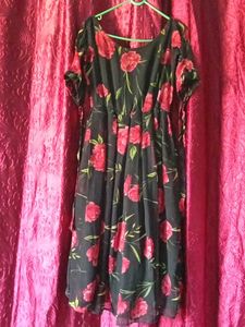 Floral Chiffon Midi Dress🌹🌺