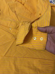 Men's Yellow Striped Button-Up Shirt