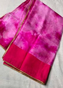 Pink Tie-Dye Organza Silk Saree