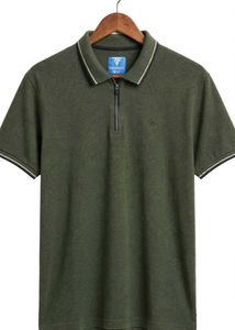 Men's Green Zip Neck Polo Shirt