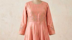 Peach Embroidered Anarkali Gown