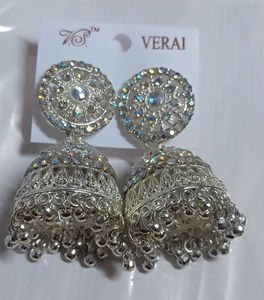 Stunning Jhumka Earrings with Rhinestones