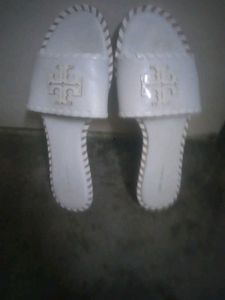Tory Burch White Slide Sandals