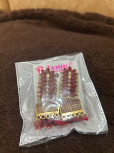 Elegant pink Stone Jhumka Earrings