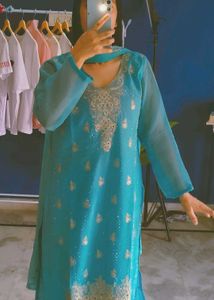 sky Blue kamiz duppta trouser sets