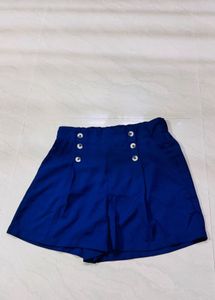 Royal Blue Button Detail Skirt Shorts