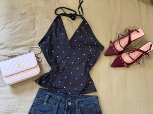 Chic Polka Dot Halter Top