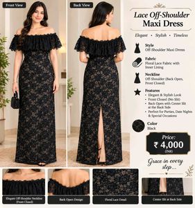 Elegant Black Lace Off-Shoulder Maxi Dress