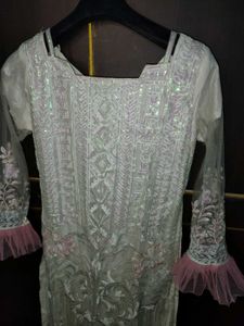 Elegant White &amp; Pink Embroidered Kurta Set