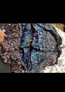Boho Elephant Print Blue Skirt