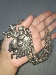 Radha Krishna oxidised Pendant Necklace