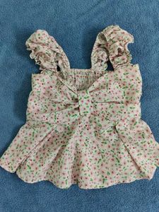 Floral Print Bow Top