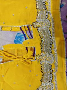 Beautiful Yellow Saree and Blouse Set