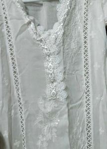 Elegant White Chikankari Kurta Set