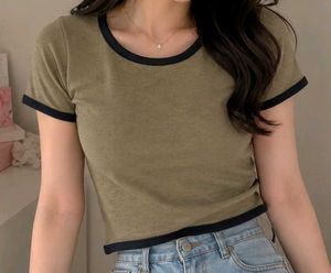 Olive Green Ribbed Crop Top