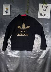 Adidas Black Hoodie with Gold Logo