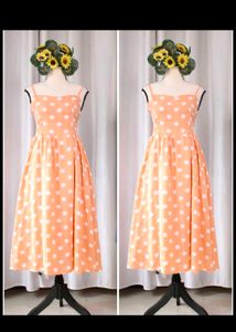 Retro Polka Dot Midi Dress