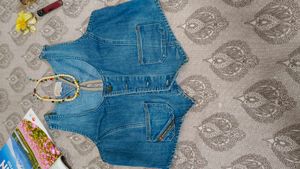 Denim Vest with Pocket Detail
