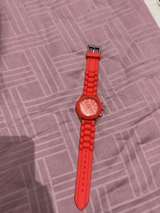 Vibrant Red Silicone Strap Watch
