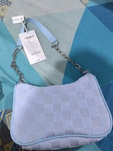 Baby Blue Checkerboard Shoulder Bag