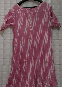 2 Kurtis Combo | Pink Printed + Blue Striped