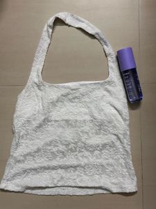lace halter neck sheer fitted top
