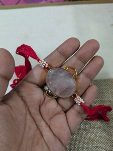 Rose Quartz Crystal Rakhi For Rakshabandhan