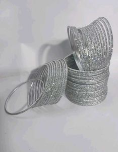Sparkling Silver Bangles Set and myglamm lit liqui