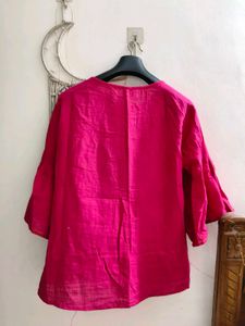 Vibrant Pink Embroidered Tunic 4XL