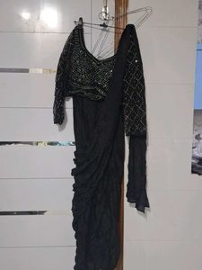 Black ready to wear saree blouse Set